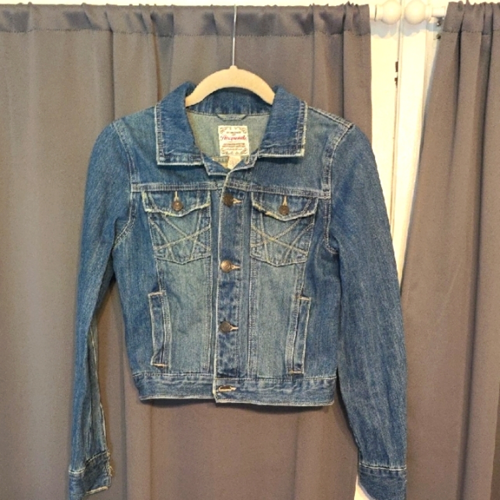 Aeropostale Women's Denim Blue Jean Jacket Pockets Buttons Cotton Sz S EUC